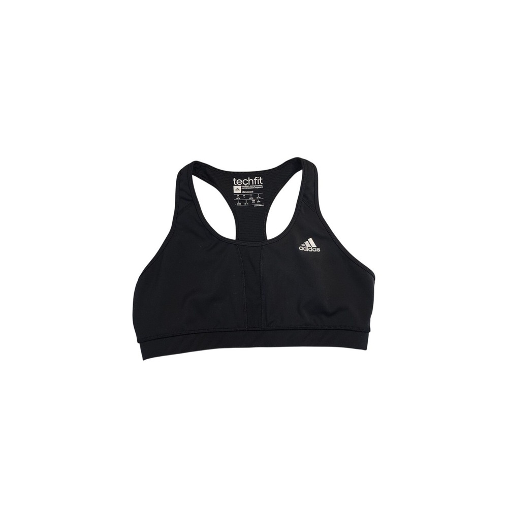 adidas Techfit Climacool Size L Black Sports Bra Medium Compression Fitness
